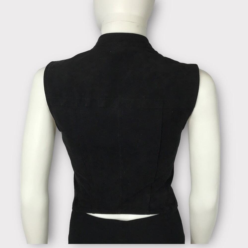 BCBGMaxAzria Black Vest Faux Suede Biker Style Zippered XS - Picture 5 of 10